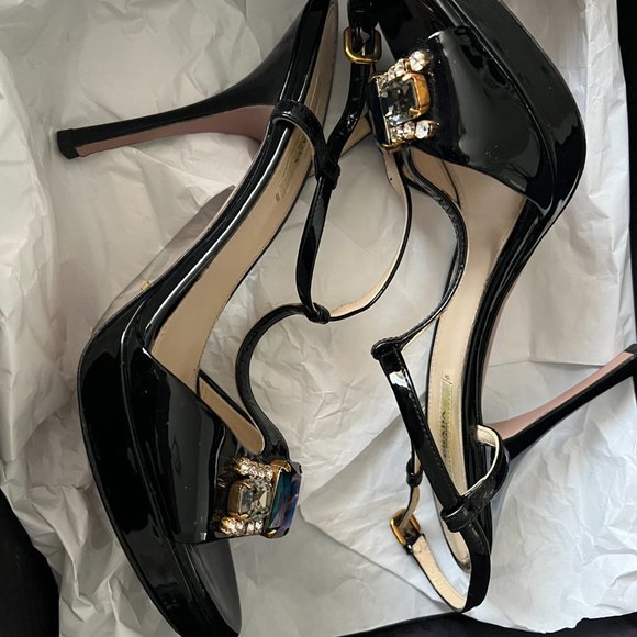 Prada Women's Shoes/CALZATURE DONNA-Vernice Jewels/size: 37.5/Blsck - Picture 11 of 11